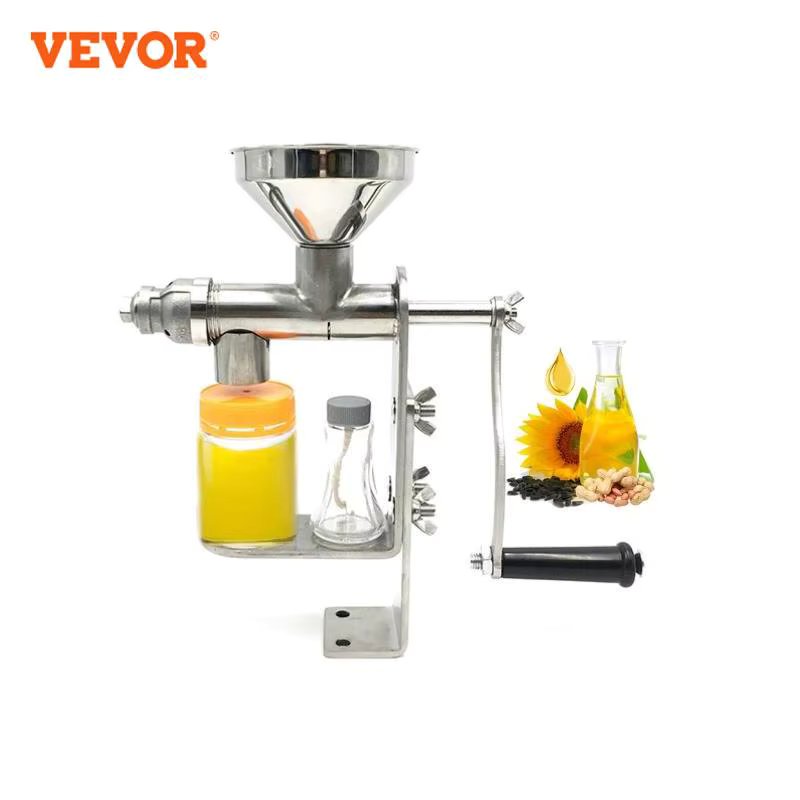 VEVOR Manual Oil Press Machine 304 Stainless Steel for DIY Seed Nut Peanut Oil Expeller Extractor Household Cold Oil Extractor