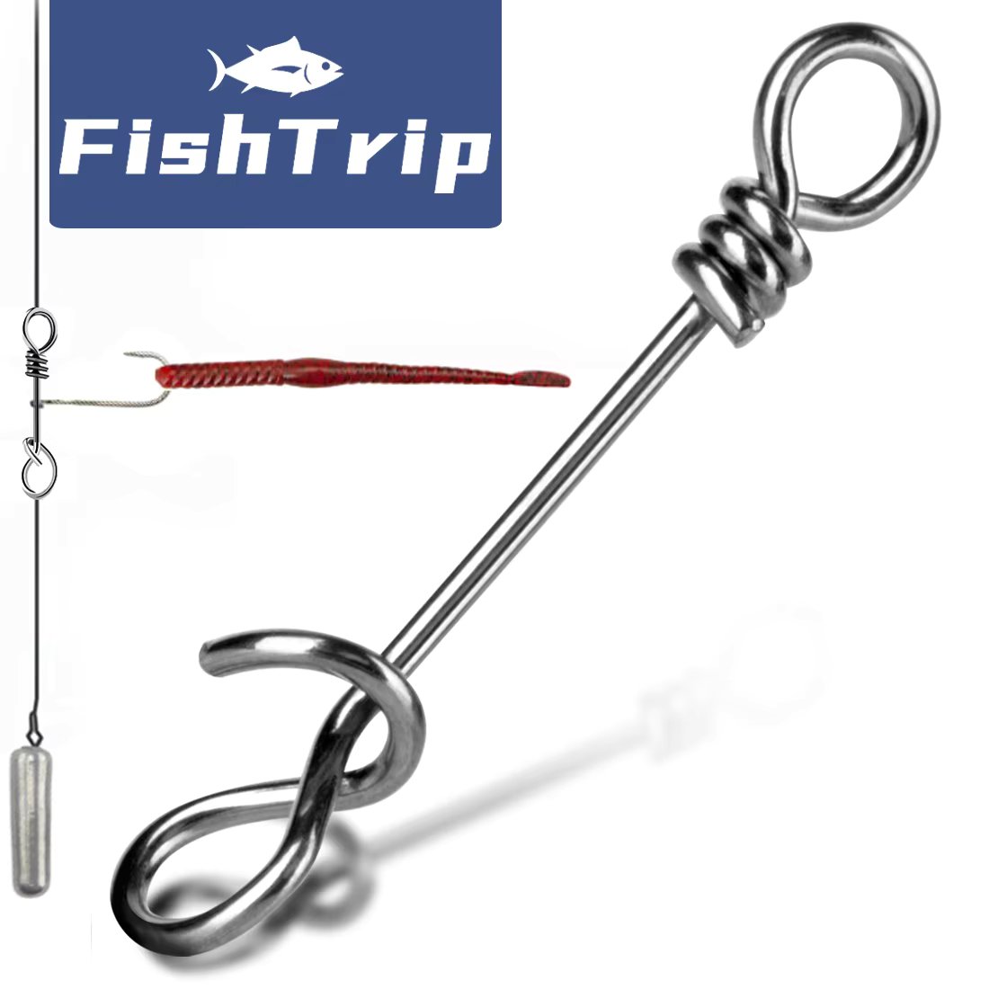 FishTrip Curve Snap Fishing Snap Stainless Steel Clip Double Insurance Drop Shot Rig Snap