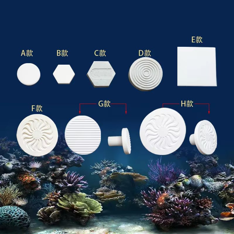 10pcs Ceramic Coralline Coral Frag Plugs Base T-shaped Tray SPS Seawater Coral Frag Plate Base Aquarium Plant Decorations