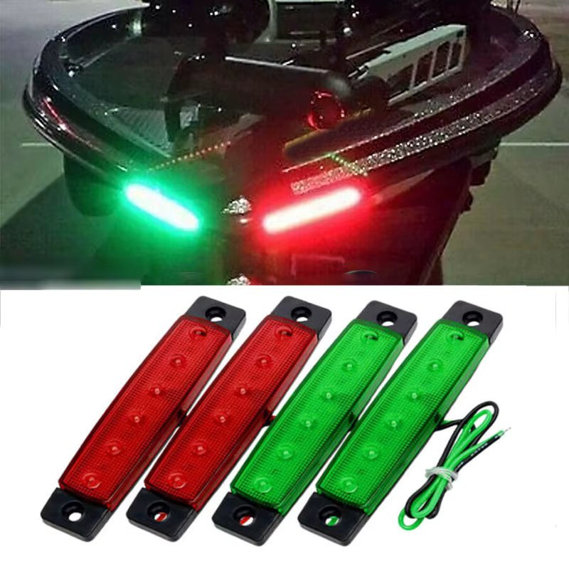 4x DC 12V LED Marine Boat Navigation Lights Green Red Stern Light Waterproof Yacht Signal Stern Lights Lamp for Sailboat Pontoon