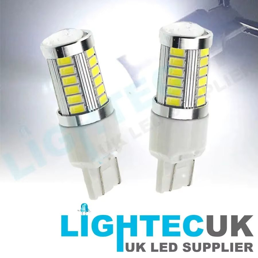 2X T20 7443 582 W21W BRIGHT WHITE 33 LED SMD REVERSE DRL LIGHT BULBS 6000K WEDGE 7440,1156,1157,3156,3157 BASE