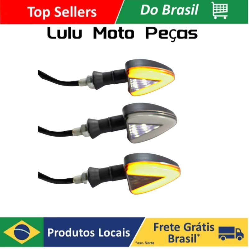 PAR DE SETA PISCA DE LED PARA MOTO UNIVERSAL AMARELO/BRANCO D-161