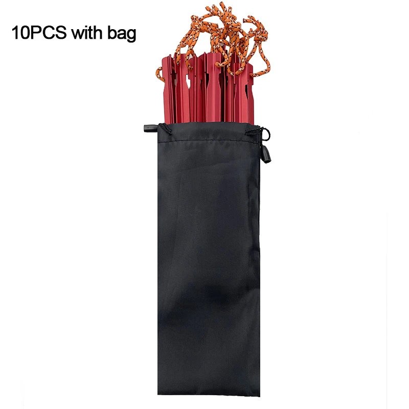 18cm Tent Pegs Aluminum Tent Stake Ground Nails with Reflective Rope Outdoor Camping Hiking Equipment Tent Accessories