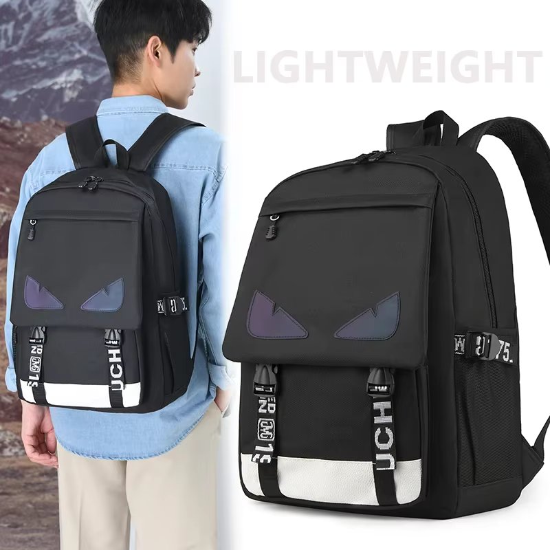 New campus backpack with solid color and cool pattern for both boys and girls, large capacity travel and leisure backpack