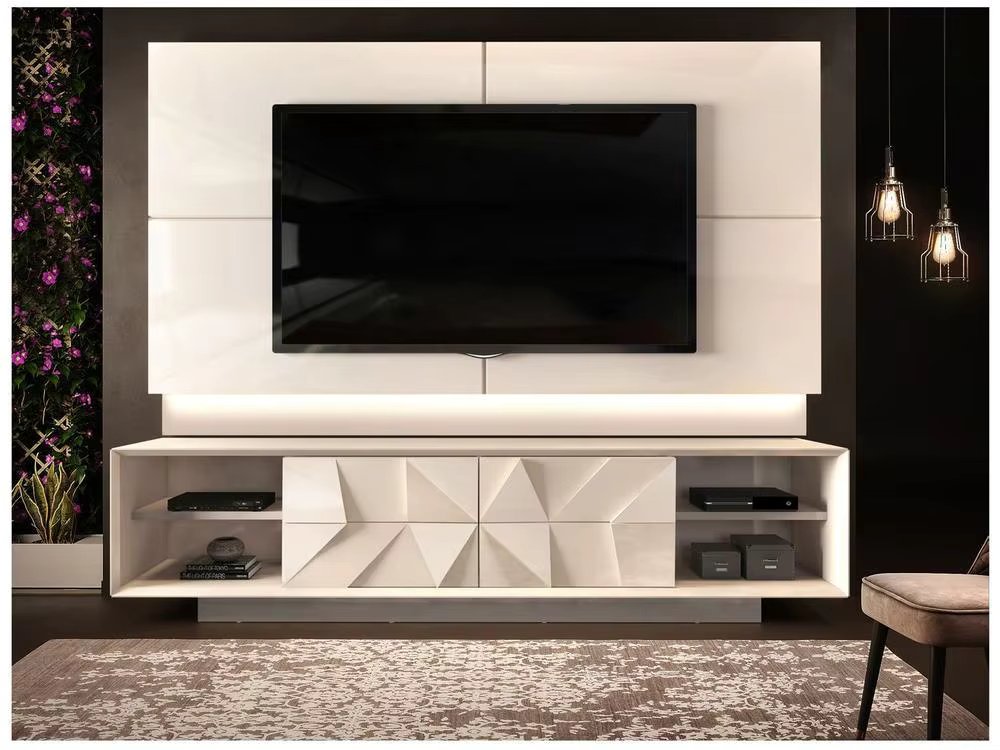 Countertop with TV Panel up to 75 ”4 Drawers DJ Furniture Domani 3D Pyramid