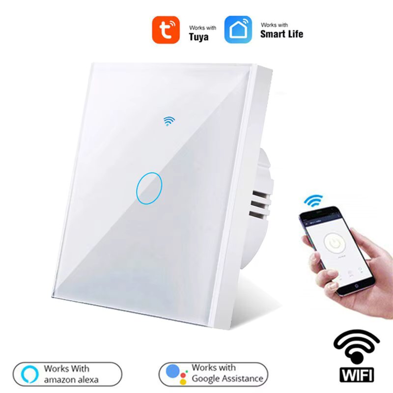 Tuya EU Wifi Smart Light Touch Switch Glass Panel Voice Control Wireless Wall Switches Work With Alexa Google Home 1/2/3Gang
