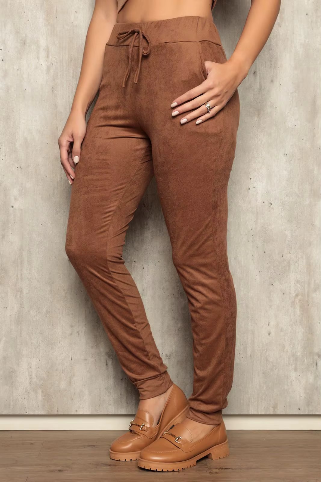 Comify Jogger Suede Women's Light Brown Pants