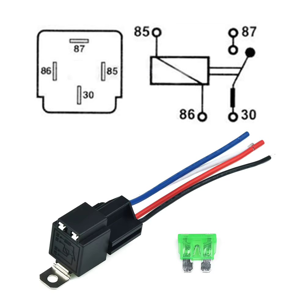 1Set 4-Pin Car Relay 12V DC With Socket Base/Wires/Fuse 30A  Automobile Control Device With Line High Quanlity