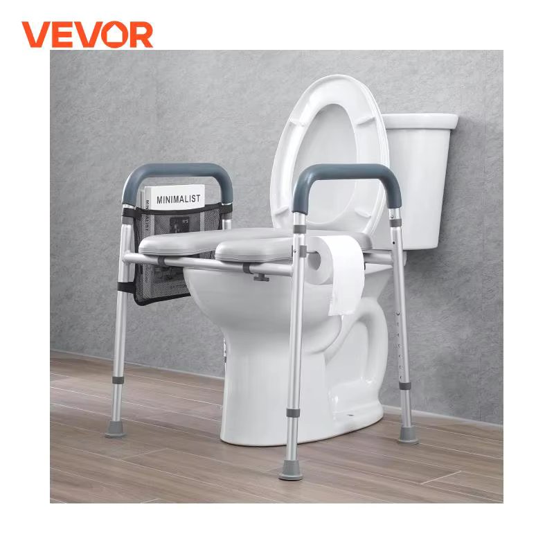 VEVOR Raised Toilet Seat, 7-Position Height Adjustment 19.3" - 25.2" 350lbs Weight Capacity with Comfort Padded Aluminum Frame