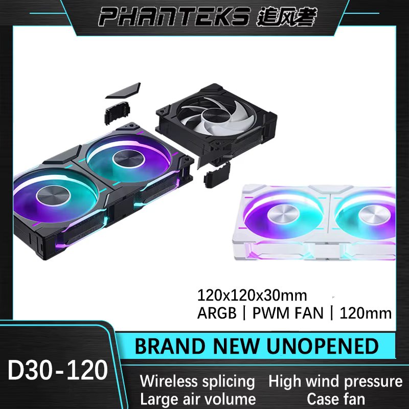 PHANTEKS D30-120 12cm ARGB splicing-free chassis cooling fan 30mm thick 7 blades high wind pressure four-sided illusion