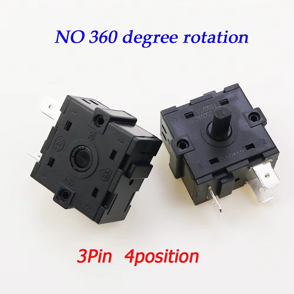 1PC Electric Room Heater 3 Position 4Position 3 Pin 5Pin Rotary Switch Selector AC 250V 16A RT222 RT233-1-B RT233-4