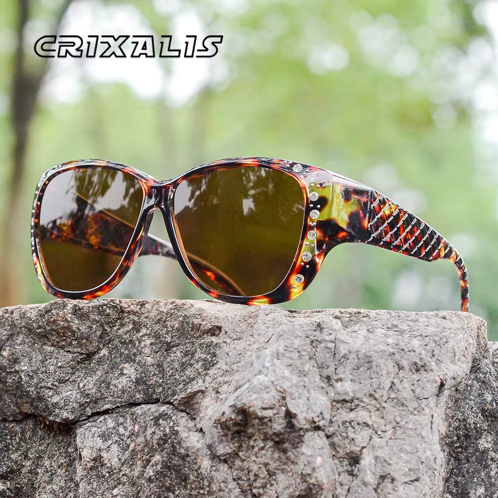 CRIXALIS New Fashion Sunglasses Women Cover Over Prescription Glasses Female Vintage Driving Anti Glare Sun Glasses Shades UV400