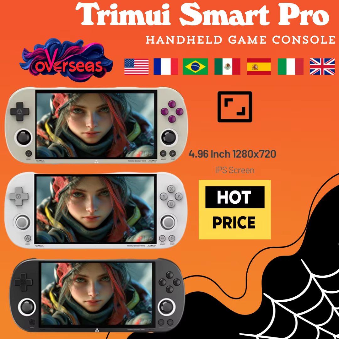 Trimui Smart Pro Handheld Game Console 4.96''IPS Screen RGB Lighting Linux System Joystick Smartpro Retro Video Game Consoles Gi