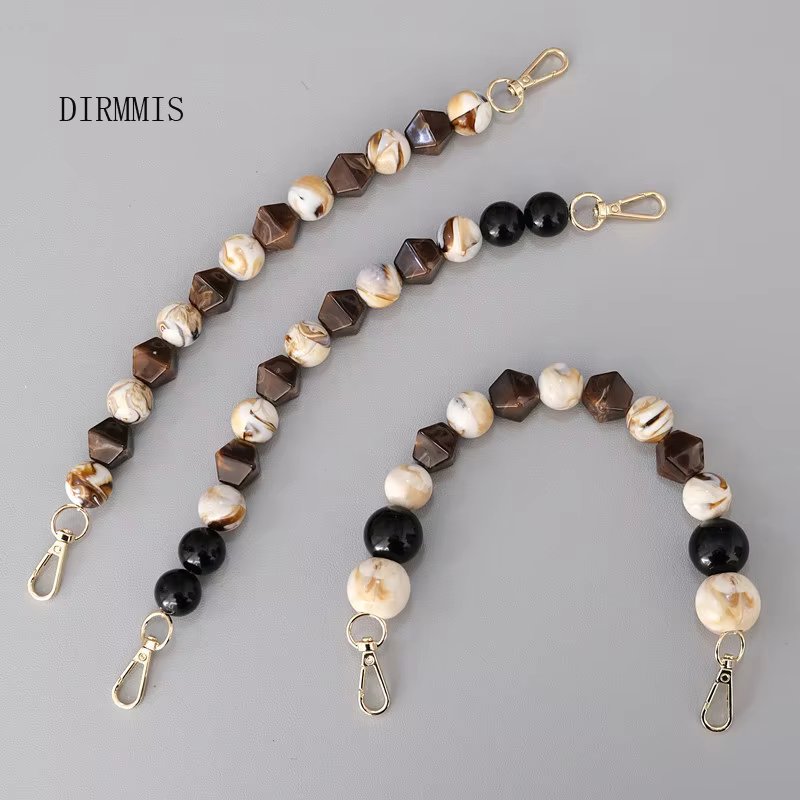New Woman Bag Accessory Brown Beige Acrylic Resin Beads Parts Luxury Handcrafted Wristband Women Replacement Bag Handle Chain