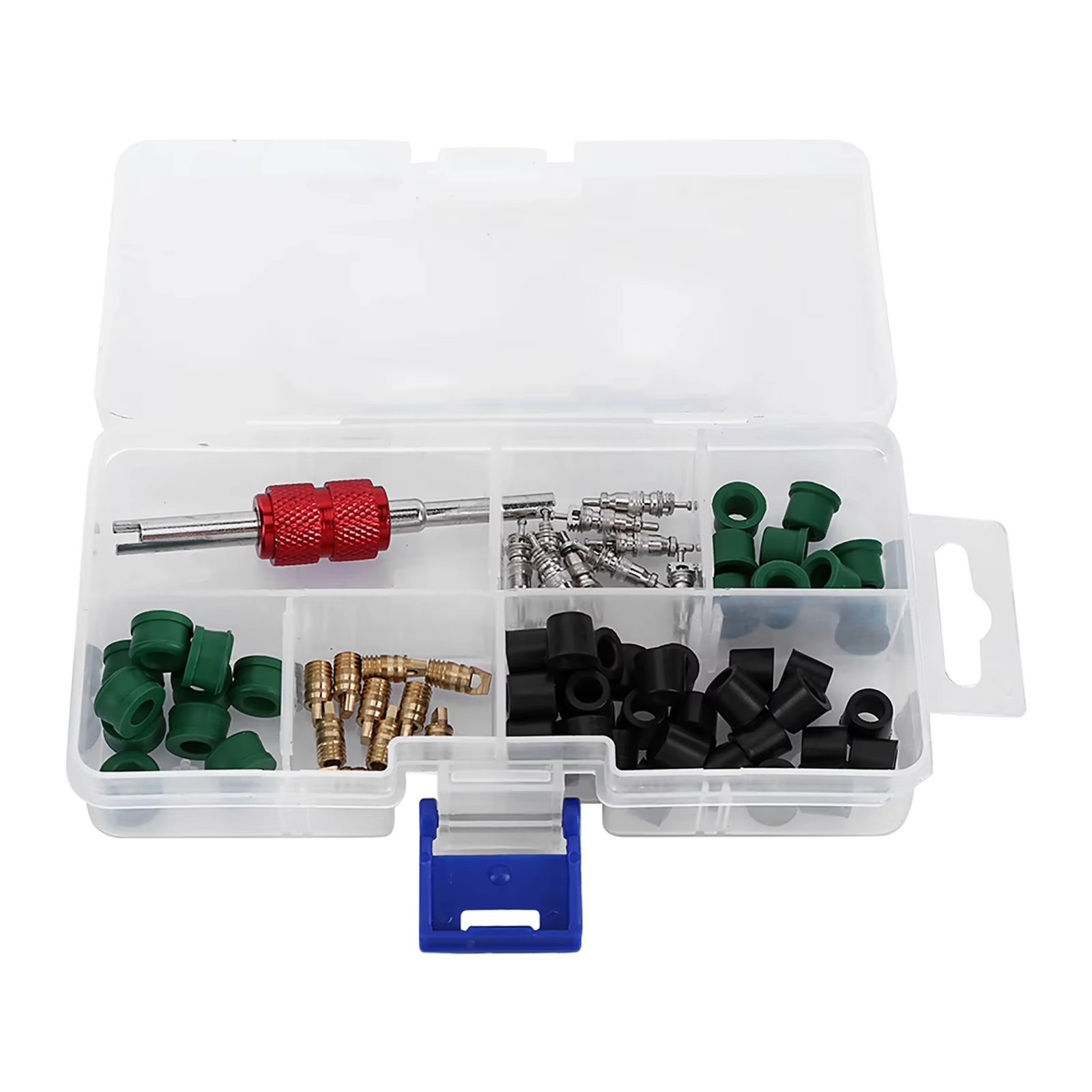 71pcs Air Condition Repair Kit Repair Tool 10pcs Valve Cores 50pcs Hose Gaskets 10pc Valves A/C,Valve§Valve,Core,Kit§Air,Conditi