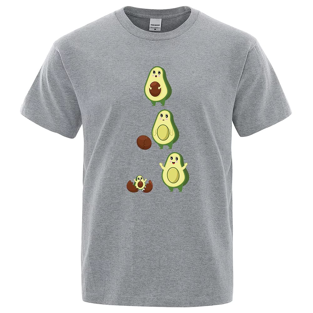 Cartoon Cute Avocado Funny Man Clothing Hip Hop Loose T-Shirts Breathable Street Tops Pattern Cotton Sportswear Summer Tshirt