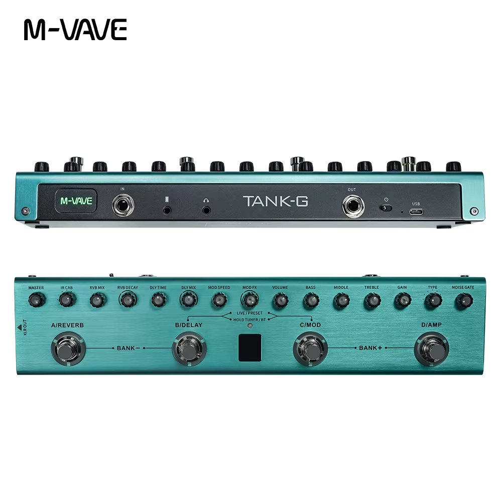 M-VAVE Tank-G Guitar Multi-Effects Pedal Rechargeable 36 Presets 9 Preamp Slots 8 IR Cab Slots 3 Modulation/Delay/Reverb Effects
