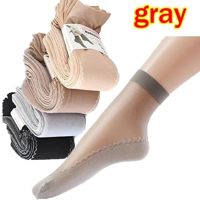 1/20pcs Transparent Lace Socks Women Ultrathin Non-Slip Bottom Splice Short Sock Female Elastic Silk Velvet Mesh Ankle Sox