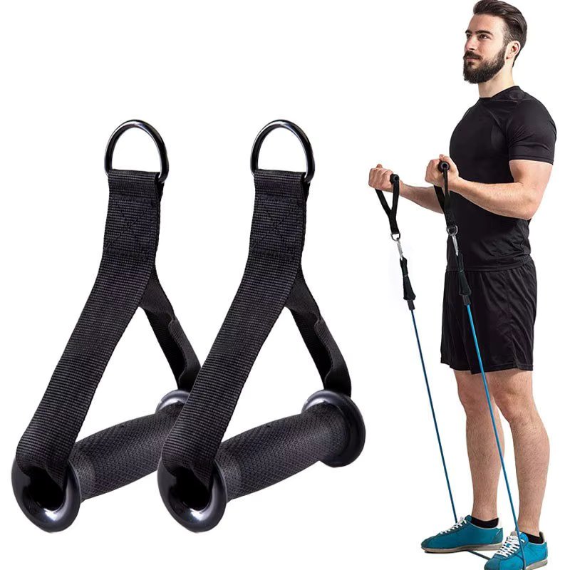 Fitness Resistance Bands Handles Gym Anti-slip Grip Strong Nylon Webbing Grip Puller Handle Heavy Duty Cable Machine Workout