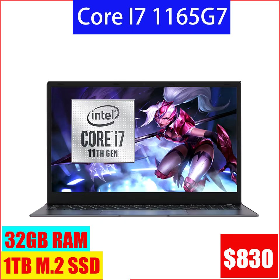 2022 Super Notebook Laptops 32GB DDR4 RAM 1TB M.2 SSD Core I7 /I5 11th Gen 1165G7 4-Core 15.6 inch Metal Gaming Laptop Computer