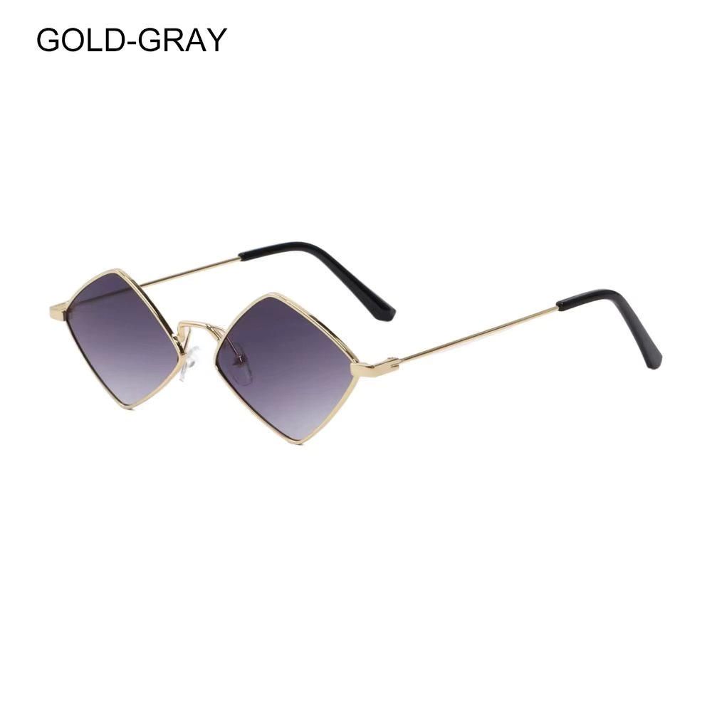 Retro Diamond Shape Sunglasses Metal Quadrilateral Frame Sunshades Eyewear Trendy Colorful Lens Sun Glasses UV Protection Film