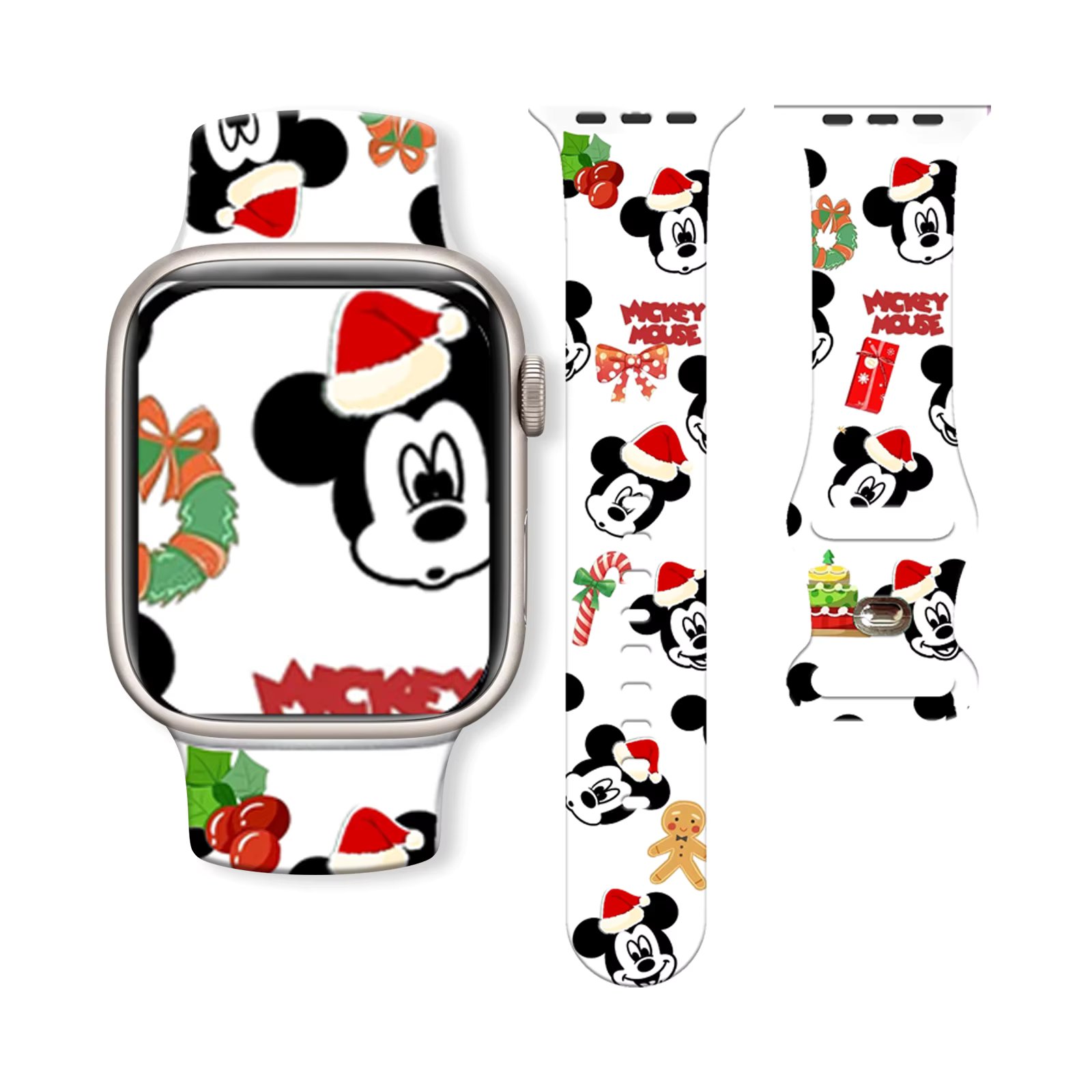 Disney Christmas Mich Silicone Strap for Apple Watch 10 9 8 7 6 Printed Band Replaceable Bracelet for iWatch 45mm 44mm 42mm 41mm