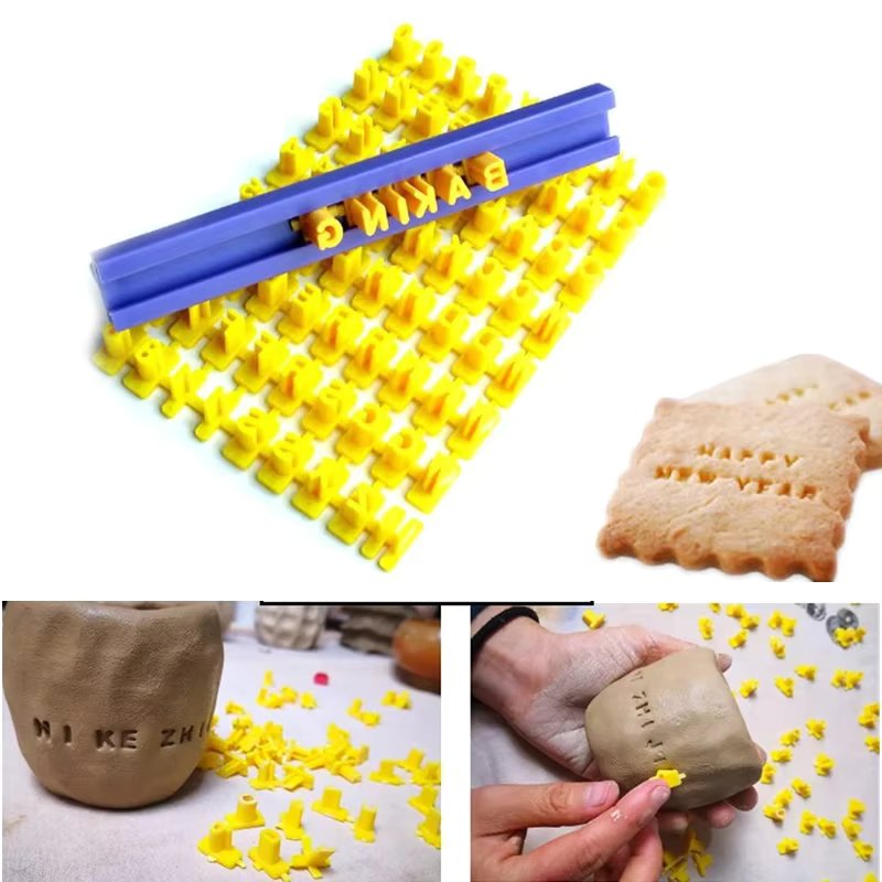 Number Alphabet Stamps DIY Press Print Name on Ceramic Pottery Soap Candle Cookie Stamps Tools Letter Clay Stamp Embosser Set