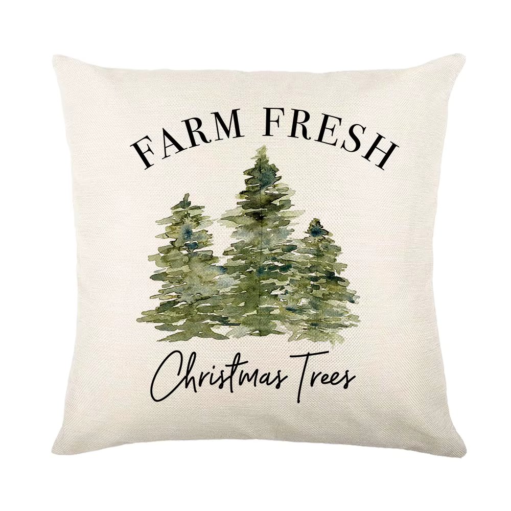 Christmas Decoration Cushion Watercolour Tree Snowman Red Pink Throw Pillow Home Decor Decorative Pillowcase Cojines Navidadeños