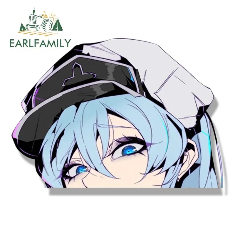 EARLFAMILY Tattoo Esdeath Fanart Car Sticker Anime Sketch Waifu Decal JDM Cartoon Peeker Girl Graffiti Stickers Car Accessories