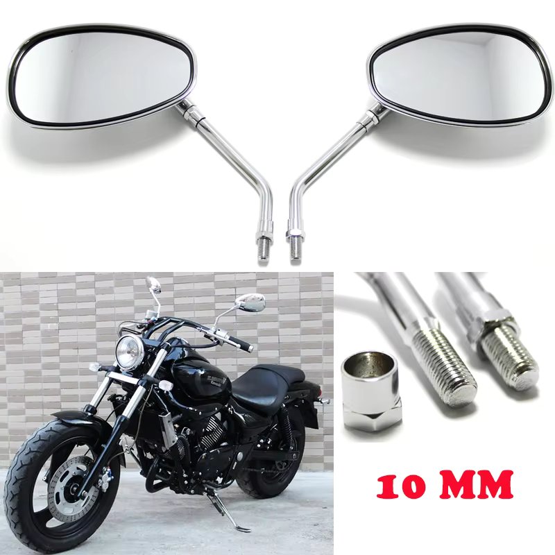 10MM Motorcycle Rearview Mirror Square Oval Side Mirror For Harley Touring Electra Glide Dyna Fatboy Softail Sportster Breakout