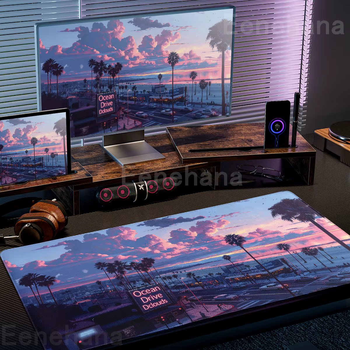 Pink Clouds Mouse Pad Sky Large Mouse Pad Sunset Glow PC Gaming Accessories Landscape Rubber Computer Desk Mat Xxl Extended Pad