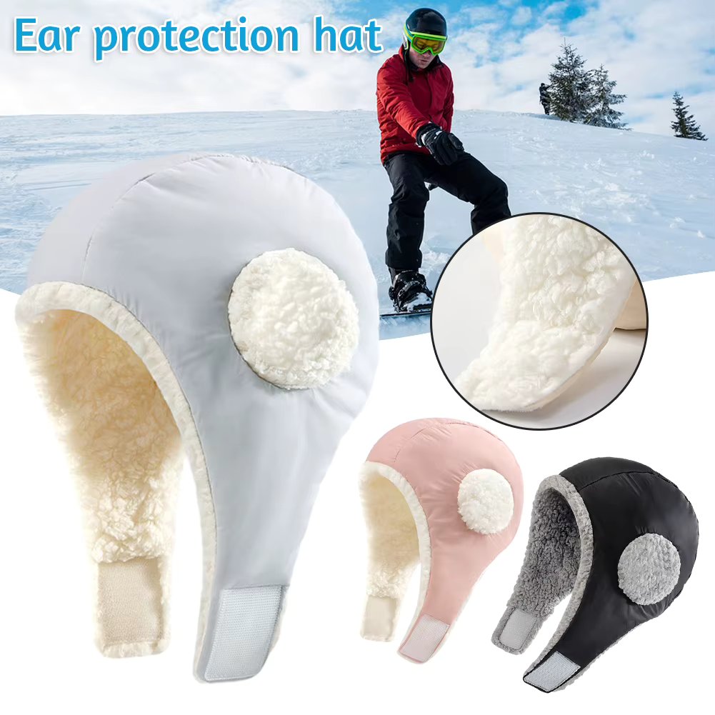 Cute Ears Protection Knitted Hat Women Man Outdoor Winter Warm Coldproof Waterproof Beanie Hat for Unisex Outdoor Skiing Skating