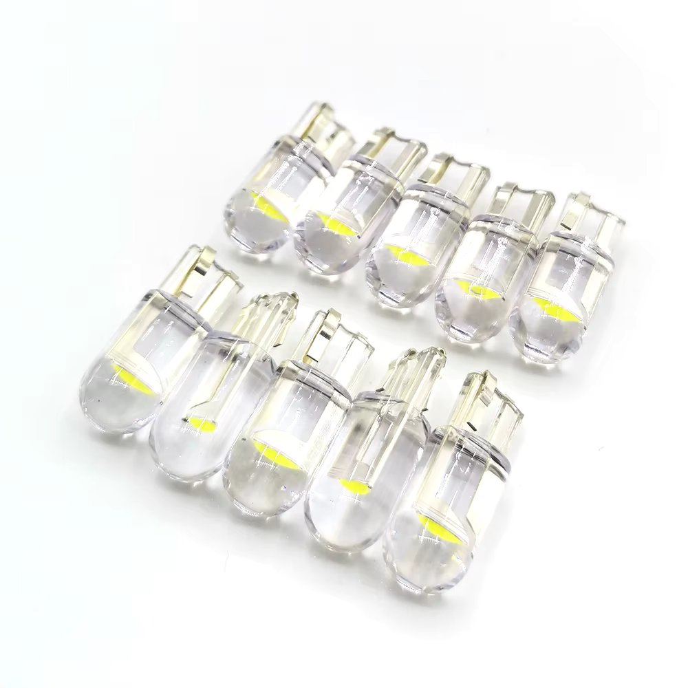 10x 2021 Newest W5W Led T10 Car Light COB Glass 6000K White Auto Automobiles License Plate Lamp Dome Read DRL Bulb Style 12V