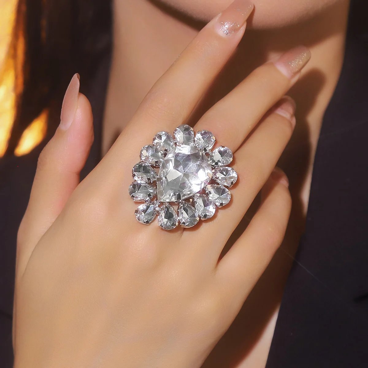 Sliver Crystal Rings for women Big Butterfly Women Wedding Band Cubic Zirconia Statement Rings for women Jewelry Gifts