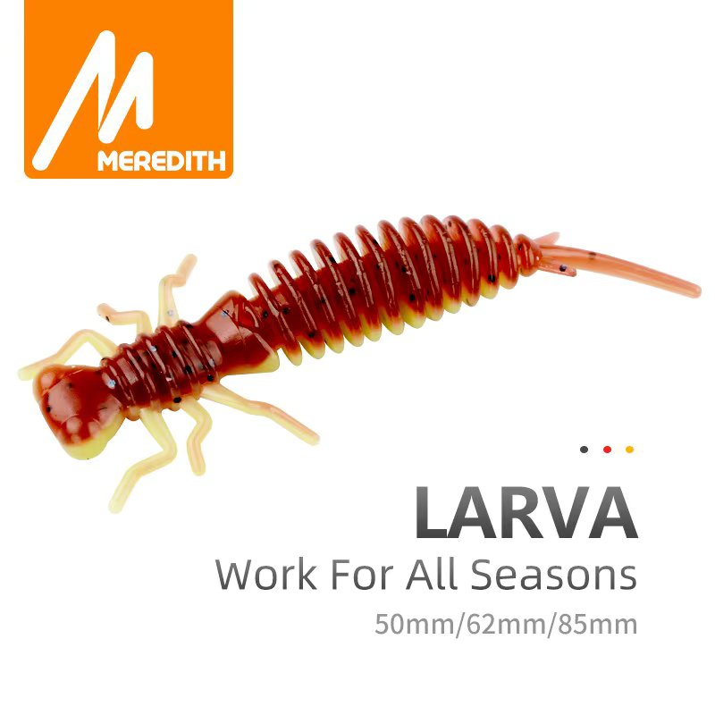MEREDITH Larva Soft Lures Artificial Lures 50mm/10pcs Fishing Worm Silicone Bass Pike Minnow Swimbait Jigging Plastic Baits