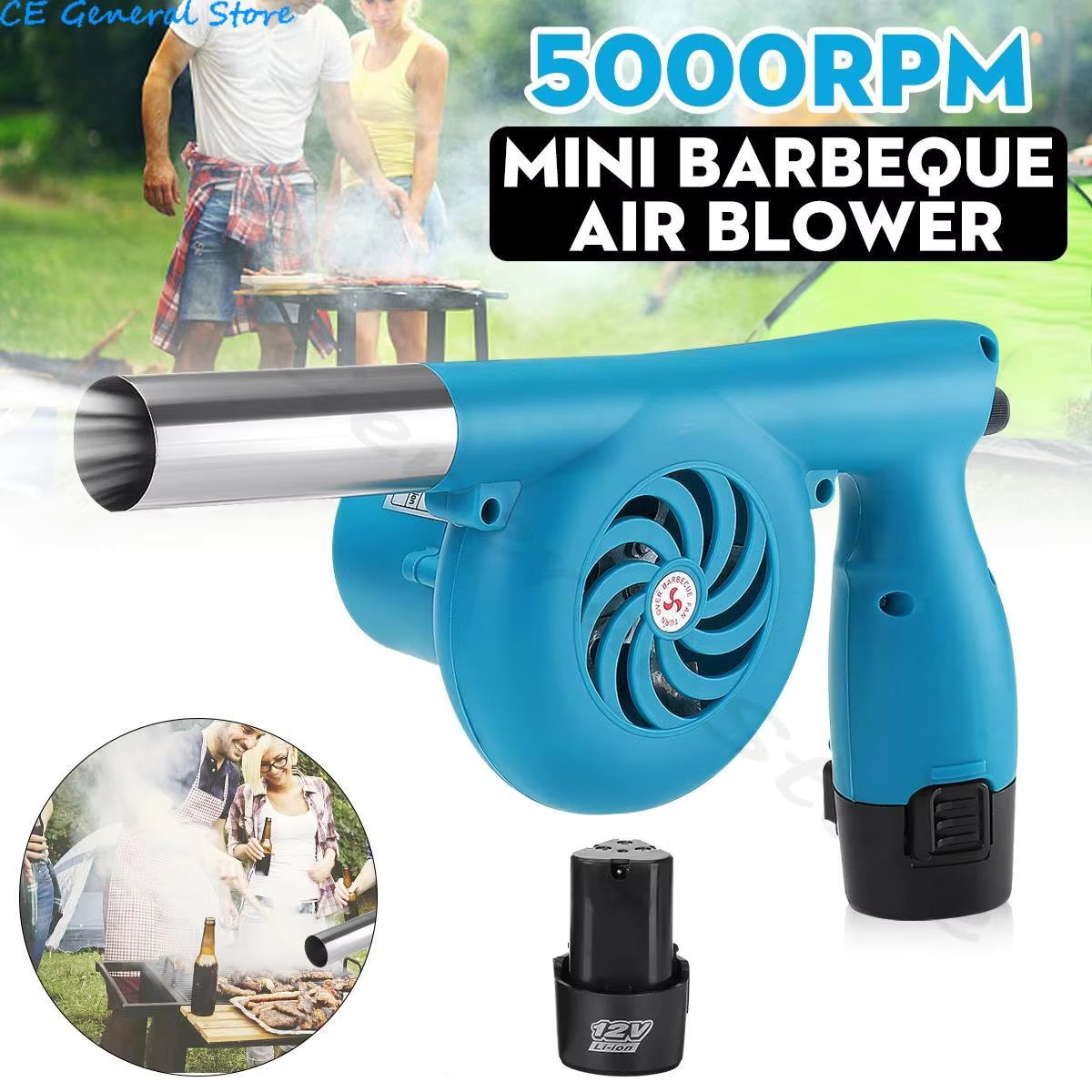 Handheld Electricity BBQ Fan Mini Portable Cooking Fan for Outdoor BBQ Picnic Air Blower Cooking Stove Tool With Lithium Battery