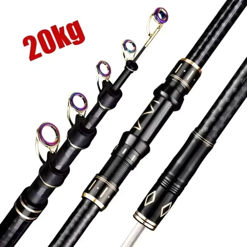 2.1m 2.7m 3.6m 4.5m Telescopic Fishing Rod  High Carbon Travel Sea Rod Spinning Power 10-250g Distance Throwing  Baitcasting Rod