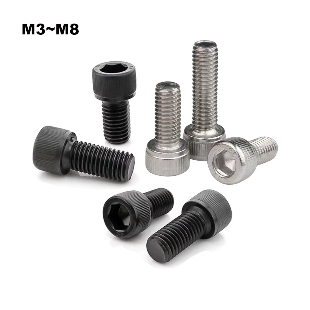 5/10ps M3 M4 M5 M6 M8 Full Thread 304 Stainless Black Grade 12.9 Alloy Steel Hexagon Hex Socket Head Cap Allen Bolt Screw DIN912