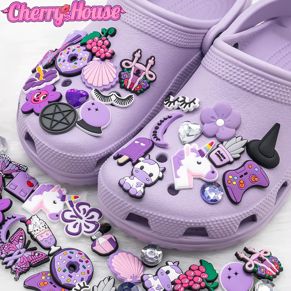 1pcs Purple Shoe Charms Designer y2k Butterfly Shoe Decorations for Flowers Diamond Clog Sandal Charm Accessories for Women Gift