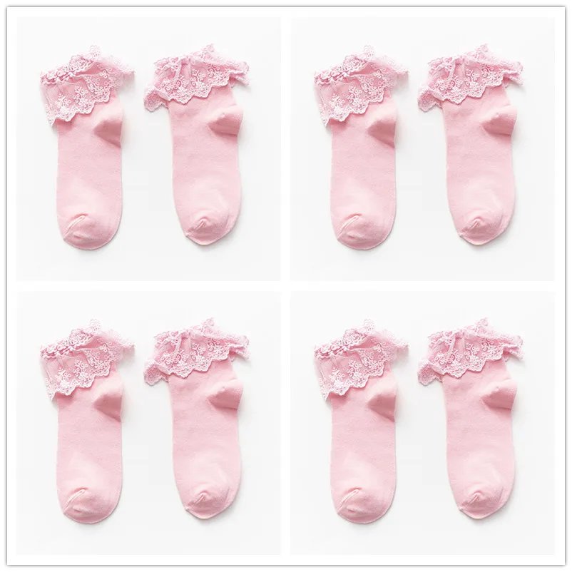 4 pink lace socks