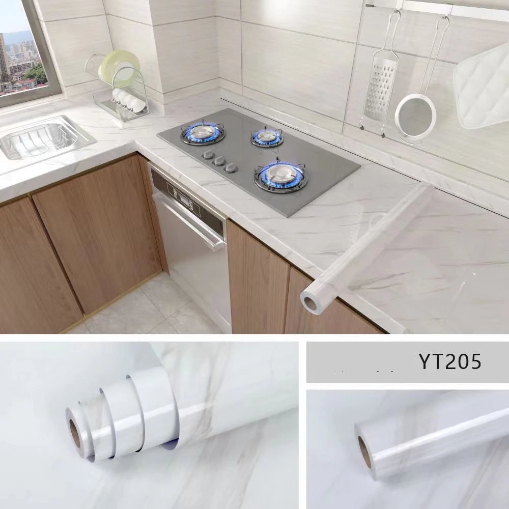 40cm Self-adhesive Bathroom Stove Waterproof Wall Stickers Oil-proof Wallpaper Marble Pvc Cupboard Kitchen Decor Home Decoration
