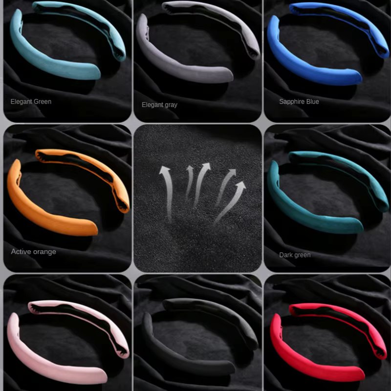 Suede Steering Wheel Cover Sweat Anti-skid Handlebar Cover Universal Steering Booster Protective Cover For Car 2PCS Blue Pink