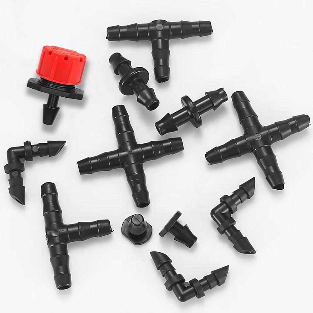 50pcs Barbed Connectors Irrigation Fittings Drip Irrigation Barbed Connectors 4/7mm Tubing Fittings for Flower Pot Garden Lawn