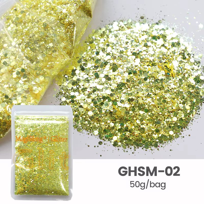 50g/Bag New Holographic Mixed Glitter Powder Shiny Sequin Nail Art Hexagonal Mermaid Flakes DIY Handicraft Decorations material