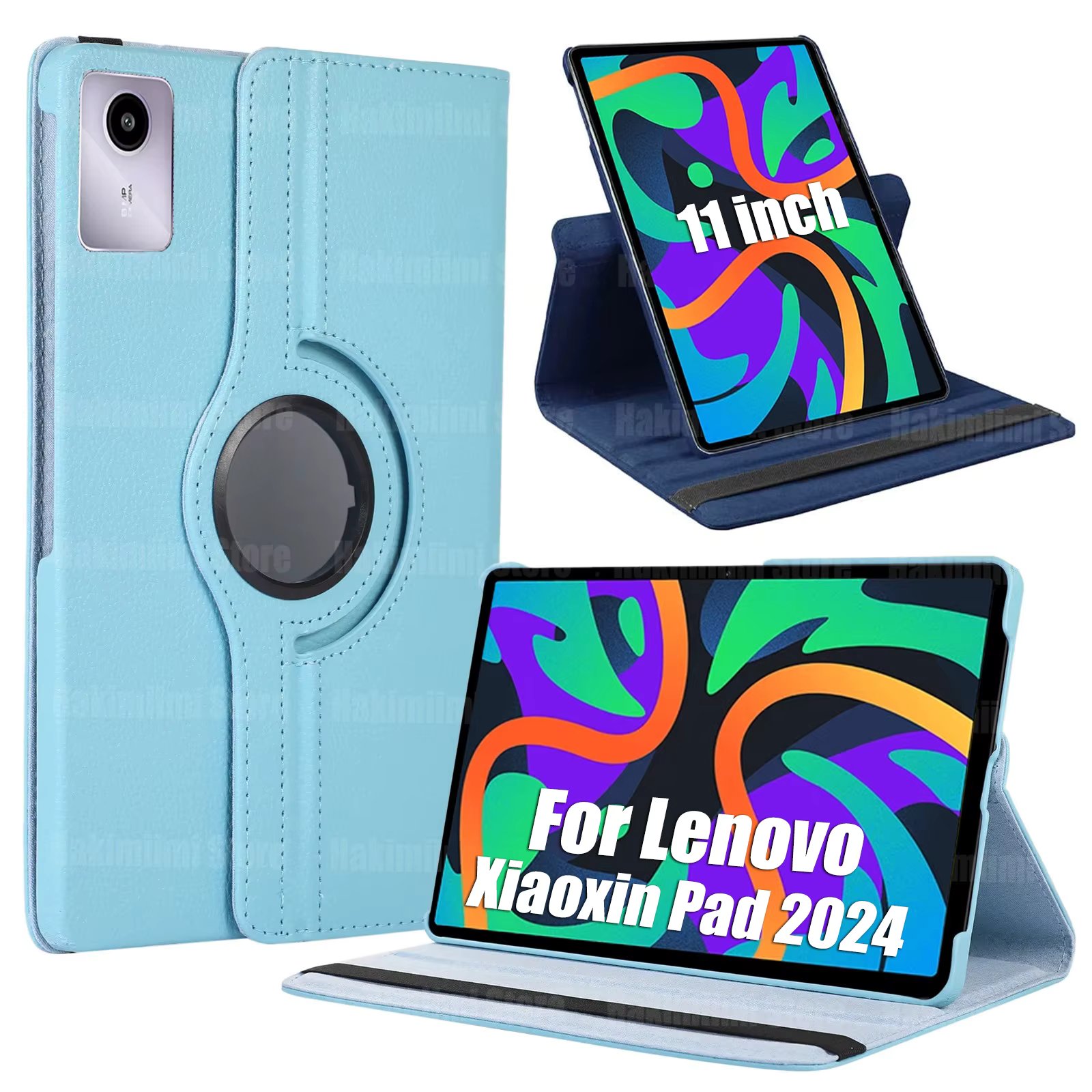 Case for Lenovo Xiaoxin Pad 2024 (11 Inch) PU Leather 360 Rotating Stand with Sleep/Wake Function Cover for Xiaoxin Pad 2024 11"