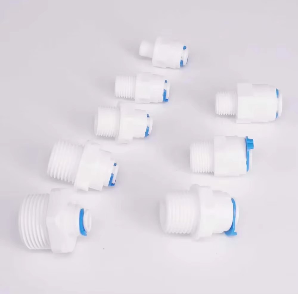 Fit for 1/4" 3/8" OD Tube  1/8" 1/4" 3/8" 1/2" 3/4" BSP Male Connector Fitting Aquarium Reverse Osmosis RO Water Dispenser