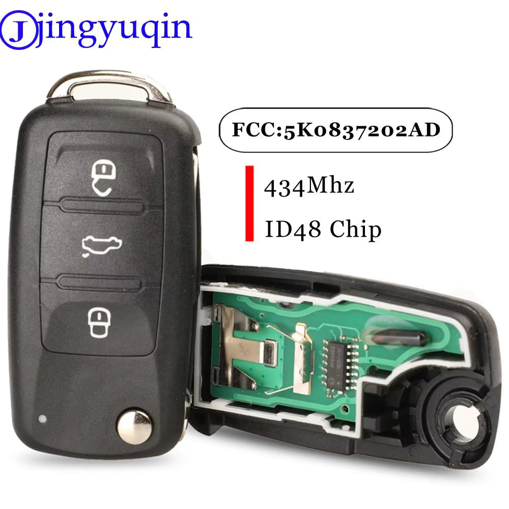 jingyuqin Remote Key 434MHz ID48 Chip 5K0837202AD/202Q For VW Golf Tiguan Polo Passat CC SEAT Skoda Mk6 Octavia Jetta Beetle