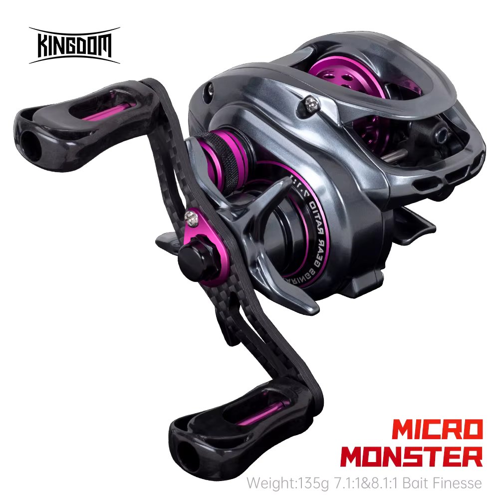 Kingdom 135g Ultra Light Spool Bait Finesse Baitcasting Fishing Reel Micro Monster 7.1:1 8.1:1 4kg Shallow Spool Light Game Coil