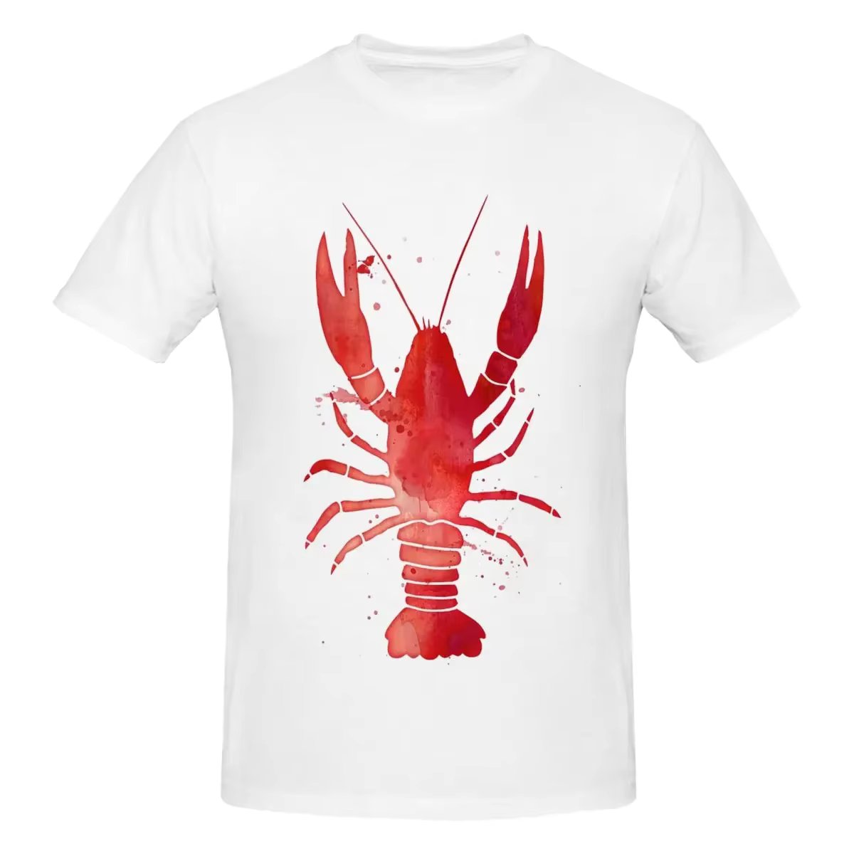 Watercolor Red Lobster 100% Cotton T-shirt Male Oversized T Shirts Men O-Neck Short Sleeve S-6XL