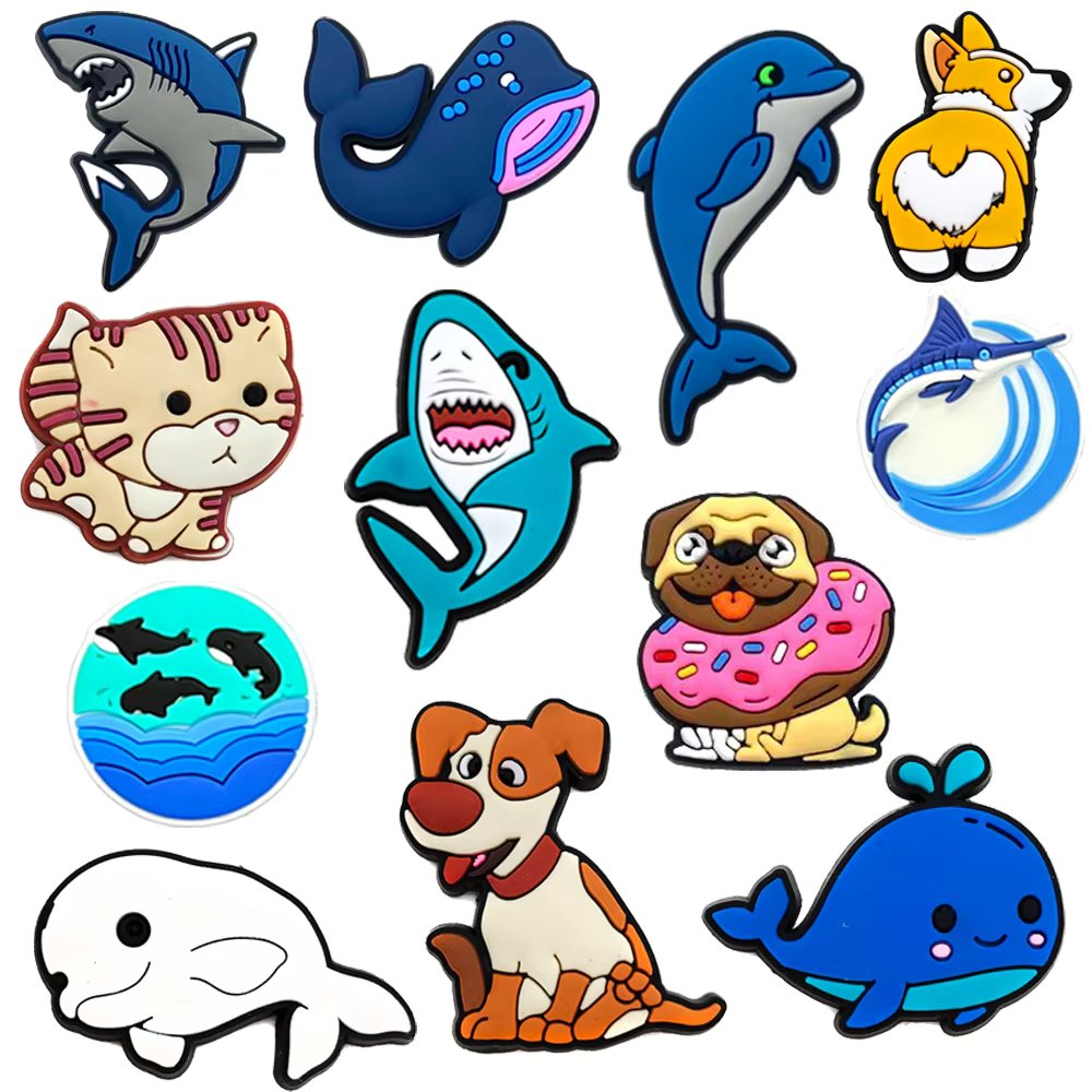 1PCS Dog Cat Shoe Accessories Charms for Clogs Shark Shoe Decoration Charms for Kids Girls Boys X-mas Gifts